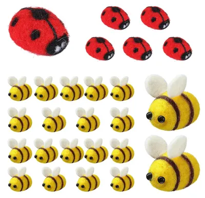 26 Filz-Bienen & Marienkäfer, DIY Bastelset, Handarbeit