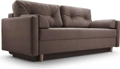 Produktbild von Klassisches Sofa im skandinavischen Stil, dekorative Kissen, hoher Komfort, Schlafsofa mit Bettkasten, Schlafsofa mit Schlaffunktion. - Sofa MEMORIA 03 Braun (Quenns 4)