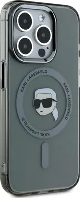 Produktbild von Karl Lagerfeld Klhmp15Lhlskik Iphone 15 Pro 6.1 Schwarz/Schwarz Hardcase Iml Metal Karl Head Magsafe