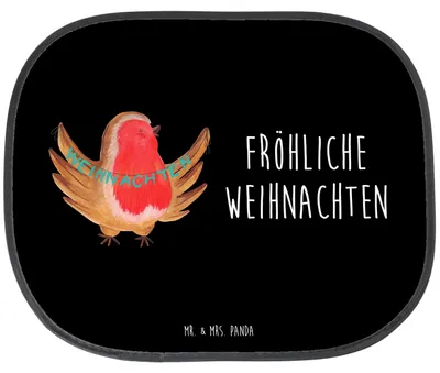 Produktbild von Mr. & Mrs. Panda Sonnenschutz für Autoscheiben Rotkehlchen Weihnachten - Schwarz - Geschenk, Auto Sonnenblende, Frohe, autofenster, Heiligabend, Fürs, Weihnachtsgruß
