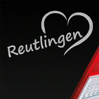 Produktbild von Auto Aufkleber Reutlingen Herz Stadt City Love Liebe 15,5x8 cm Silber Sticker Heckscheibenaufkleber