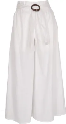Produktbild von Luftige Sommerhose mit Kokosschnalle, Boho Palazzohose, Weite Baumwollhose - Weiß, Damen, Baumwolle, Größe: M