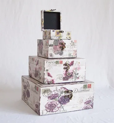 Produktbild von 539 Massivholz Box 4er Set in Leinenoptik