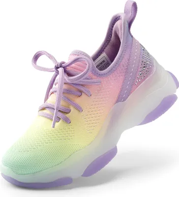 Produktbild von DREAM PAIRS Turnschuhe für Jungen und Mädchen, für Kinder, Sport, Sportschuhe, Wanderschuhe für kleine Kinder/große Kinder,Size 35,Regenbogen/Lila,SDFS2303K