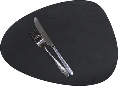 Produktbild von Platzset recyceltes Leder, kieselförmig, schwarz