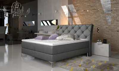 Produktbild von Designer Bett Schlafzimmer Betten Textil Hotel Polster Chesterfield Boxspring