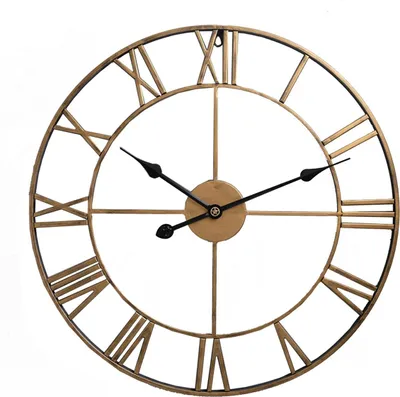 Produktbild von Wanduhr 1 Stück, Metall-Retro-Uhr Mit Römischen Ziffern, 40 Cm Vintage-Gold Für Wohnzimmer Küche Büro