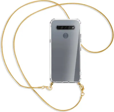 Produktbild von Handykette Backcover-Schutzhülle mit Band (Metall goldfarben) für LG K61 LM-Q630 - goldfarbene Kette Snake