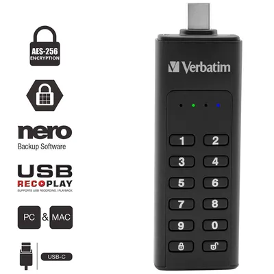 Obrázek produktu pro Verbatim 49431, 64 GB, USB typu C, 3.2 Gen 1 (3.1 Gen 1), Bez krytky, 30 g, Černá