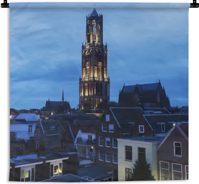 Produktbild von MuchoWow® Wandteppich Wandbehang Domturm - Utrecht - Licht 90x90 cm Tapisserie Dekoration Wandtuch - Wandaufhänger