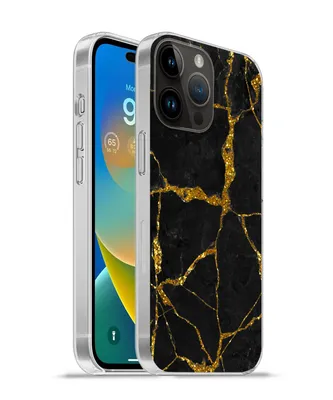 Produktbild von MuchoWow® Handyhülle Schutzhülle Hülle für Apple iPhone 14 Pro Max Marmor - Gold - Schwarz - Marmoroptik - Glitter Silikon Softcase Handy Hülle - Hardcover