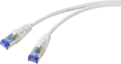 Produktbild von Renkforce RF-5266148 RJ45 Patchkabel CAT 6a S/FTP 20.00 m Grau Slimline, Flexibel, mit Rastnasenschutz, Flammwidrig 1 S