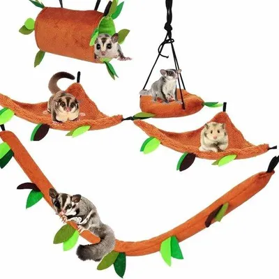 Image de Petit ensemble de jeux pour animaux avec hamac pour hamsters, oiseaux et écureuils