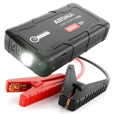 Produktbild von ABSINA Auto Starthilfe Powerbank 1500A - 12V Starthilfegerät geeignet für 6L Benzin & 4L Diesel - KFZ Starter Powerbank