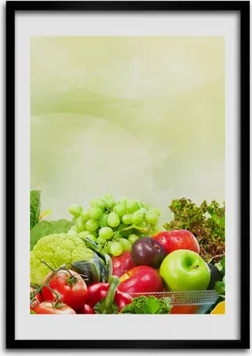 Produktbild von Bild - Bilderrahmen - Foto - 70 cm x 100 cm - MDF - Rahmen - Wandkunst - Gemüse und Früchte