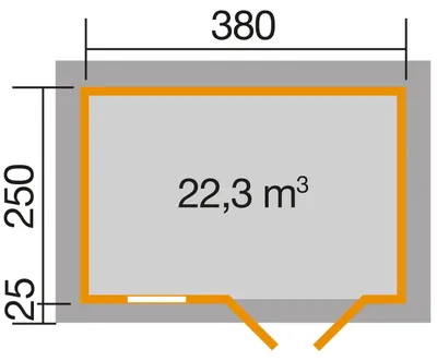 Produktbild von WEKA 163.3825.00.10 Premium Gartenhaus/Blockbohlenhaus Ingolstadt 1 seitlicher Eingang/Doppeltür/Einzelfenster ; Größe: 3 ; Farbgebung: ; Wandstärke: 28 mm ; Maße (LxBxH): 380 cm x 275 cm x 290 cm ; Seitenwandhöhe: 238 cm