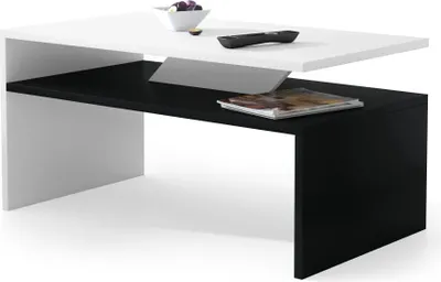 Produktbild von All4All kleiner Couchtisch Pico , Kaffeetisch , Wohnzimmertisch , Sofatisch mit Ablage , kleiner Tisch , 90x50cm , 05 , Weiß+Schwarz
