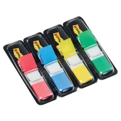 Obrázok produktu pre Post-It Flags, Primary Colors, 1/2 in Wide, 35/Dispenser, 4 Dispensers/Pack, Modrá, Zelená, Červená, Žltá, 35 Red, 35 Blue, 35 Yellow, 35 Green, 12 mm, 12,7 mm, 35 listy