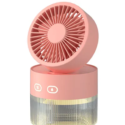Imagen del producto de Ventilador de refrigeración por agua, mini ventilador USB, ventilador de escritorio plegable con función de humidificación por pulverización, color rosa