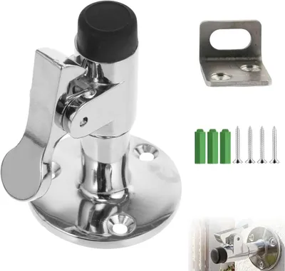 Productafbeelding van Deurstopper, RVS, voor buiten, wandmontage, rubberen buffer, voor tuindeuren