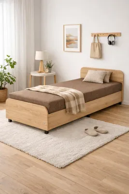 Obrázek produktu pro Válenda s čelem a úložným prostorem 80x200 LUNVI - světle hnědá