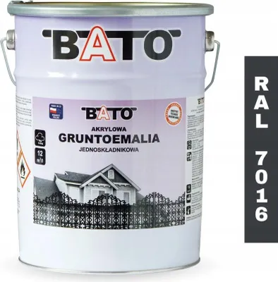 Zdjęcie produktu dla Gruntoemalia akrylowa jednoskładnikowa farba BATO RAL 7016 ANTRACYT 5L
