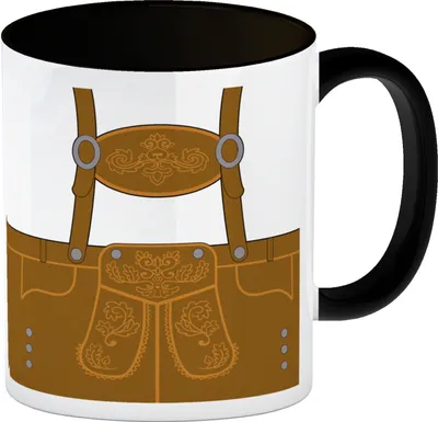 Produktbild von Lederhosen-Motiv Kaffeebecher Schwarz