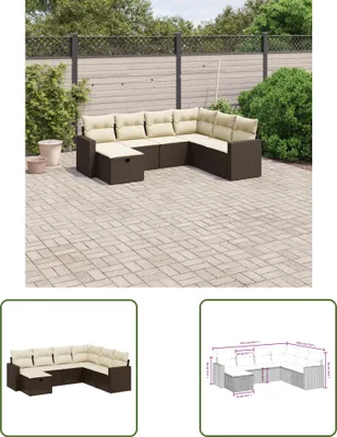 Produktbild von The Living Store 7-tlg. Garten-Sofagarnitur mit Kissen Braun Poly Rattan