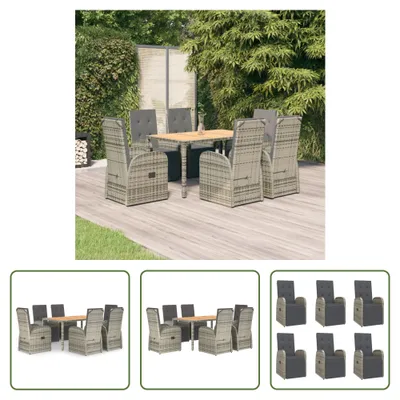 Produktbild von The Living Store 7-tlg. Garten-Essgruppe mit Kissen Grau Poly Rattan