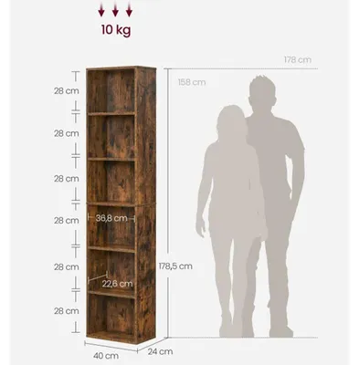 Produktbild von 6-stöckiges Bücherregal LBC167K01, 178,5 cm, braun