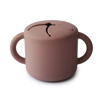Produktbild von Mushie Snackbecher mit Henkel Silkon 8,5 cm Rosa (Cloudy Mauve)