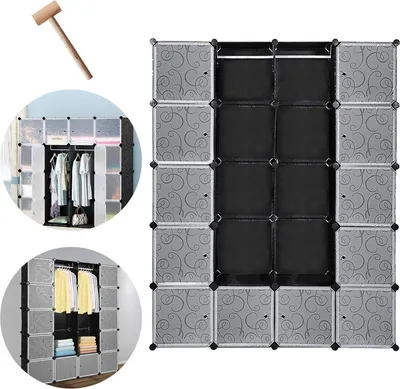 Produktbild von Jiubiaz Kleiderschrank Kleiderschränke Kinderregal Badregal Schuhregal DIY Stabil Aufbewahrung Schrank 20 Würfel