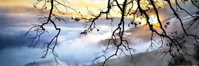 Produktbild von Sonnenaufgänge Kunstdruck Bild -œber den Wolken (30 x 91 cm)