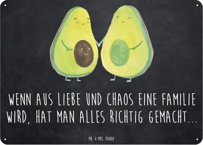 Produktbild von Mr. & Mrs. Panda Wandbild Avocado Pärchen DIN A6 - Kreidetafel - Geschenk, Avocados, Schwangerschaft, Schild, Türschild, tafel, Blechschild, Familie, Kinder
