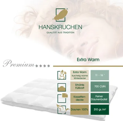 Produktbild von Hanskruchen Daunendecke Premium 4 Sterne Extra Warm 155 x 200 cm