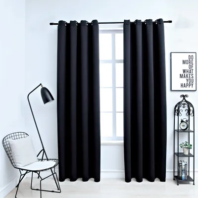 Zdjęcie produktu dla Vidaxl Vorhang Blackout mit Metallringen 2 ST 140x225 cm Schwarz