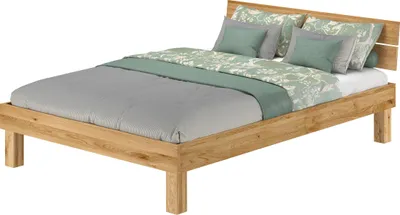 Produktbild von Doppelbett Massivholzbett Bettrahmen140x200 Eiche geölt Zubehör wählbar V-60.88-14ohne Zubehör