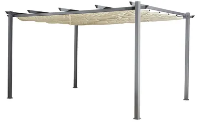 Produktbild von Pergola 3x4m Pavillon Gartenlaube mit Schiebedach wetterfest 12m² Anthrazit