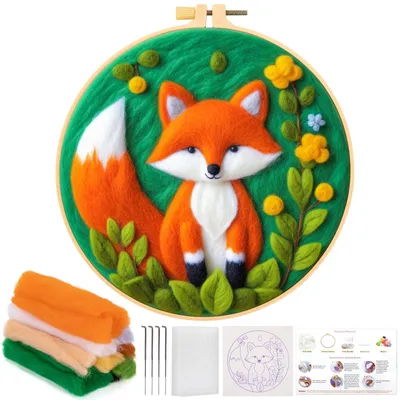 Nadelvlies-Set mit Fuchs-Motiv, Filzset für Anfänger, 8-teilig
