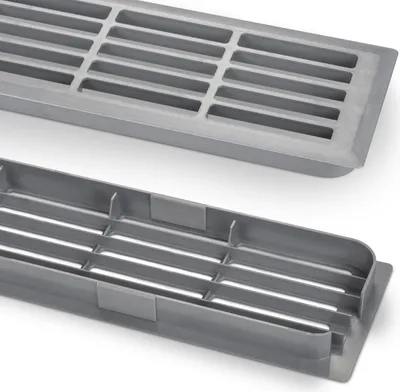 Produktbild von 1 Paar Lüftungsgitter Silber 449 x 80 x 15 mm Doppelseitig Schlitzlochung Schlitzgitter Abdeckung von SOTECH