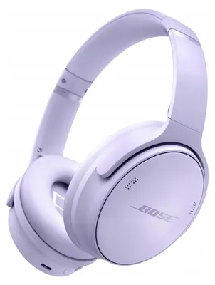 A close-up studio shot of a pair of purple Bose headphones against a white background.