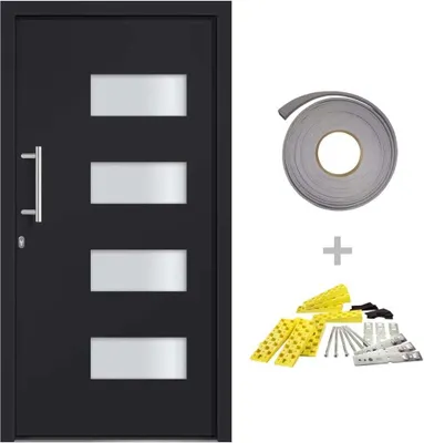 Image de vidaXL Porte d'entrée aluminium et PVC anthracite 100x210 cm
