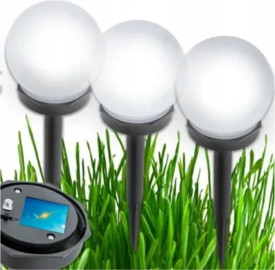 Image de lot de 3 lampes sphériques solaires à LED pour le jardin, 30 cm