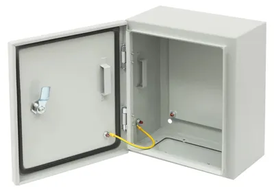 Produktbild von Außen Elektrogehäuse - Wandmontierter Verteilerschrank - IP55 wasserdicht - Kaltgewalzter Stahl - Schloss mit Schlüssel - 25x30x15 cm - Grau
