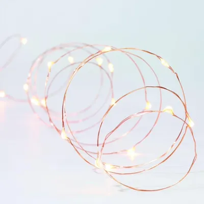 LED-Lichtschnur 2 m, Kupferdraht, Kaltweiß, für Dekoration