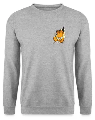 Produktbild von Spreadshirt Garfield Hier Ist Garfield Uni Pullover, S, Weißgrau meliert