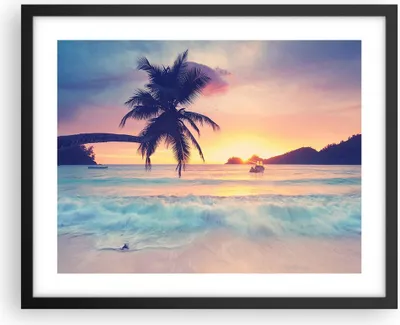 Produktbild von Gerahmtes Poster - Schwarzer Rahmen - Meer Strand Palme - 50x40 cm - Wand Bild - Wanddeko - Wandbilder - Kunstposter - Wandposter - Bilderrahmen - Bilder - Kunstdruck - Wandbild - P2BAA50x40-3992