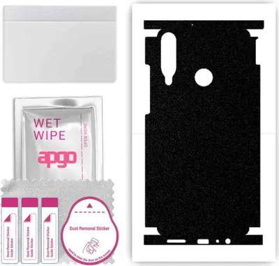 Produktbild von apgo Rückseite + Seiten Schutzfolie, Skin, kompatibel mit Huawei Y6p, Hinten Displayschutzfolie aus Vinylfolie, kratzfest, einfache Montage - Mattschwarz