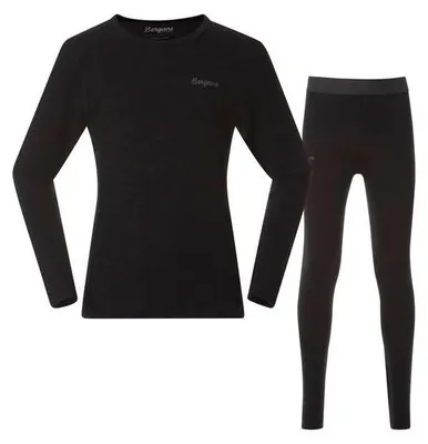 Produktbild von Bergans Kinder Sportunterwäsche Allround Merino Baselayer Set Schwarz 140
