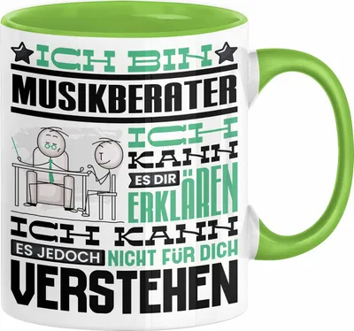 Produktbild von Musikberater Geschenk Tasse Lustige Geschenkdiee für einen Musikberater Geburtstag Ich Bin Musikberater Ich Kann Es Dir Erklären Aber Nicht Für Dich Verstehen (Grün)
